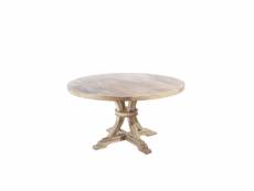 Table de repas ronde bois blanchi - meknes - l 150 x l 150 x h 76 cm - neuf