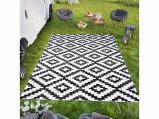 Tapiso tapis extérieur jardin ibiza noir blanc losanges réversible 275x360 cm T7116 BLACK 2,75*3,60 IBIZA