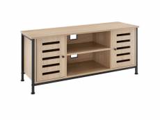 Tectake meuble pour téléviseur carlow 110x41,5x50,5cm - bois clair industriel, chêne sonoma 404717