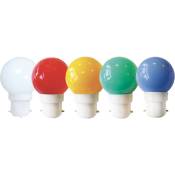 Tibelec - Pack 5 ampoules led 0,7W / 30LM multicolores pour guirlande B22
