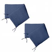 Tour de lit réversible à pois en gaze de coton - Bleu Foncé - 40 x 180 cm