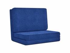 Vidaxl chaise pliable de sol bleu tissu