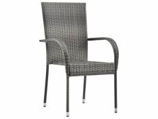 Vidaxl chaises empilables d'extérieur 6 pcs gris résine tressée 310088