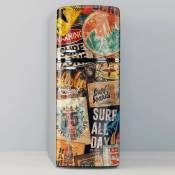 Vinyle adhésif décoratif pour réfrigérateur, spécial sans bulles, affiches de surf vintage - 70x185cm
