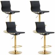 Wahson Office Chairs - Lot de 4 Tabouret de Bar Doré en Cuir pu Chaise Bar Erconomique Réglable en Hauteur Chaises Haute Cuisine avec Pied Doré, Noir