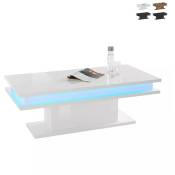 Web Furniture - Table basse design moderne 100x55cm Lumière led Little Big Couleur: Blanc brillant