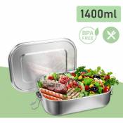 1400 ml boîte à lunch en acier inoxydable boîte à lunch en acier inoxydable boîte à lunch maternelle sans bpa - Argent - Swanew