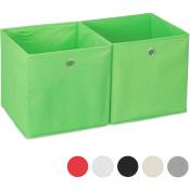 2x boîtes de rangement, carrées en tissu, Cubique, 30x30x30 cm, vert