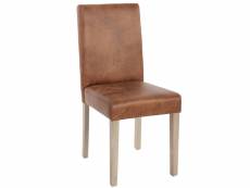 4x chaise de séjour littau ~ tissu, aspect daim, pieds: structure chêne