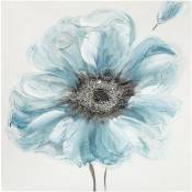 Atmosphera - Toile peinte Fleurs encadrée 48x48 cm créateur d'intérieur - Bleu