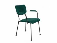 Benson - chaise accoudoirs velours vert