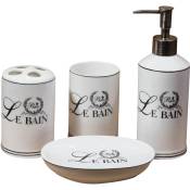Biscottini - Set de salle de bains en porcelaine blanche Le Bain Paris composé par 4 pièces L25xPR10xH21 cm