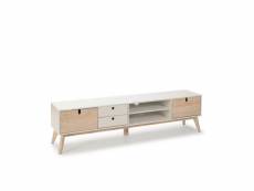Boboxs meuble tv 180 cm yugo blanc et bois clair
