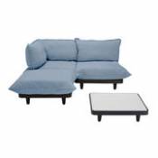 Canapé d'angle Paletti set / Table basse 90 x 90 cm + canapé L 180 cm (accoudoir gauche) - Fatboy bleu en tissu
