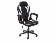 Chaise de bureau hwc-f59, chaise pivotante, chaise racing et gaming, similicuir ~ noir-blanc