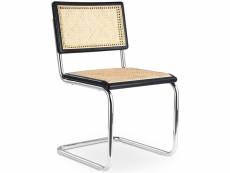 Chaise de salle à manger - design vintage - bois et rotin - bruna noir