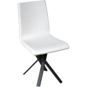 Chaise moderne simili cuir blanc et pieds métal anthracite