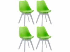 Clp lot de 4 chaises de salle à manger borneo v2 en similicuir , vert/blanc