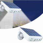 (Coquille blanche lumière blanche)Lumière solaire puissante capteur de mouvement extérieur étanche jardin LED lampe solaire projecteurs pour chemin