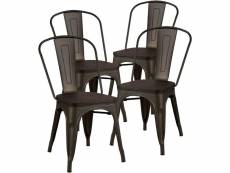 Costway lot 4 de chaises de bistrot métal,4 chaises salle à manger empilables style industriel en acier,tabouret cuisine jardin balcon métallique, cya