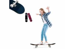 Costway skateboard skate retro cruiser planche à roulettes adulte erable 79 x 20 cm support en alliage d'aluminium (bleu)