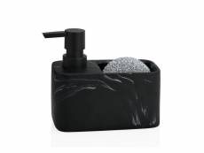 Distributeur liquide vaisselle + porte éponge polyrésine effet marbre noir