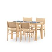 Ensemble table et chaises 4 places céramique bleue