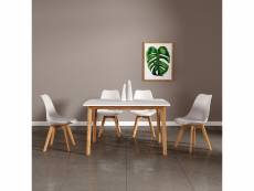 Ensemble table extensible 120-160cm helga et 4 chaises nora blanc
