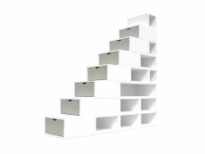 Escalier cube de rangement hauteur 200 cm blanc,moka