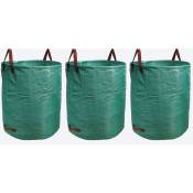 Haloyo - 500L 3pcs sacs de jardin Sac de jardin réutilisable en Tissu tissé enduit de polypropylène - Vert