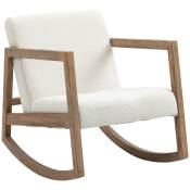 HOMCOM Fauteuil à Bascule Rocking Chair Design Tissu Effet Laine bouclée Style Vintage Base en Bois - Blanc crème