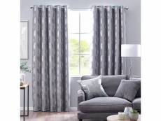 Homescapes rideaux à oeillets en chenille gris clair,