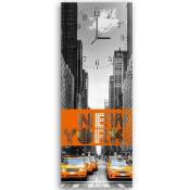 Horloge Murale Urbaine New York avec Taxis Colorés