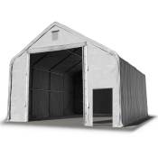 Intent24 - Hall hangar de stockage 8 x 12 m / hauteur de côté 4m tente industrielle avec bâche PRIMEtex pvc 2300 n ignifugé gris - gris