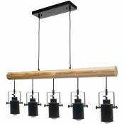 Lampe à suspension style industriel en métal et bois