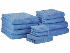 Lot de 11 serviettes de bain en coton bleu areora 245754