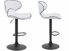 Lot de 2 tabourets de bar design contemporain pieds en métal noir assise en synthétique blanc 10_0000346