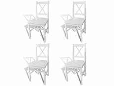 Lot de 4 chaises de salle à manger cuisine design simple en bois de pin blanc cds021232