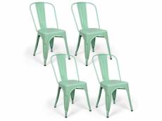 Lot de 4 chaises industriels tulio acier vert menthe 46x52x85cm. Pack4-RF9008/VM
