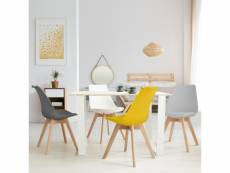 Lot de 4 chaises scandinaves sara mix color gris foncé, gris clair, blanc et jaune