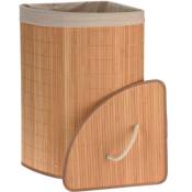 Panier à linge d'angle en bambou et intérieur amovible