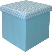 Pouf coffre carré pliable scandinave - Bleu