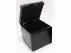 Pouf tabouret cube-coffre onex, cuir, 45x44x44cm, noir