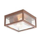 Qazqa - charlois - Plafonnier - 2 lumière - l 24 cm - Brun rouille - Design, Industriel - éclairage extérieur - Salle de bains - Brun rouille