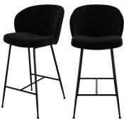 Rendez-vous Déco - Chaise de bar Groom en tissu bouclé noir 66 cm (lot de 2) - Noir