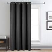 Rideau déco uni occultant et thermique polyester noir 140x260 cm