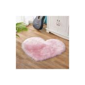 Serbia - Tapis artificiel en forme de coeur rose en peau de mouton douce peluche longue peluche mouse tapis de chambre à coucher canapé tapis de sol