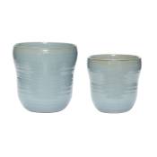 Set de 2 Pots en céramique bleu claire