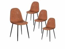 Simeio - lot de 4 chaises pieds métal et simili cuir