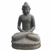 Statue jardin bouddha lotus méditation 60 cm - Gris anthracite - Gris anthracite